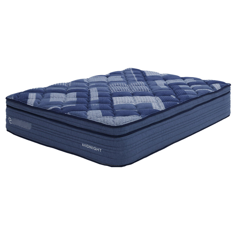 Matelas compressé et très grand 14 po avec housse super douce bleue, unité de poche, couches de mousse à mémoire de forme, mousse roulée, couches