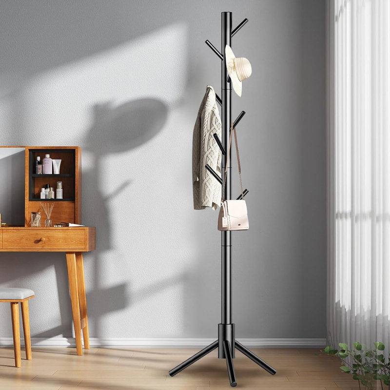 Hadiyaah Freestanding 8 - Hook Coat Rack, Black