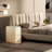 10in W Solid Wood Nightstand with 2 Drawers, Slim Space-Saving Bedside Table with Leather Top in Beige, Narrow Design for Small Bedroom-816053439
