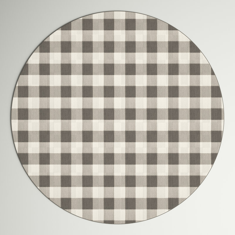 Lyle Plaid Indoor / Outdoor Rug, Round 7'10" x 7'10"