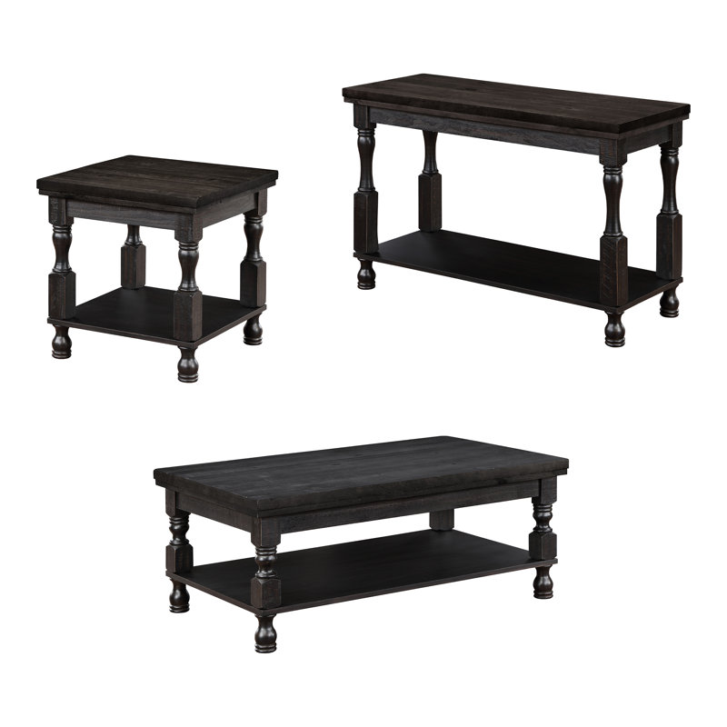 Ensemble de tables basses 3 pièces Devoise, Noir