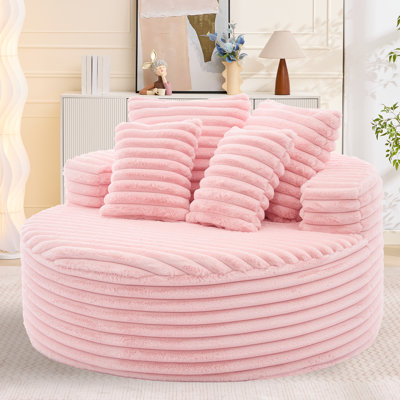 Fauteuil méridienne rond surdimensionné de 137 cm (54 pouces), fauteuil d'appoint moderne style canapé nuage, canapé-lounge en velours côtelé moelleux avec assise et dossier profonds, canapé une place confortable pour salon, chambre, salon et salle de jeux