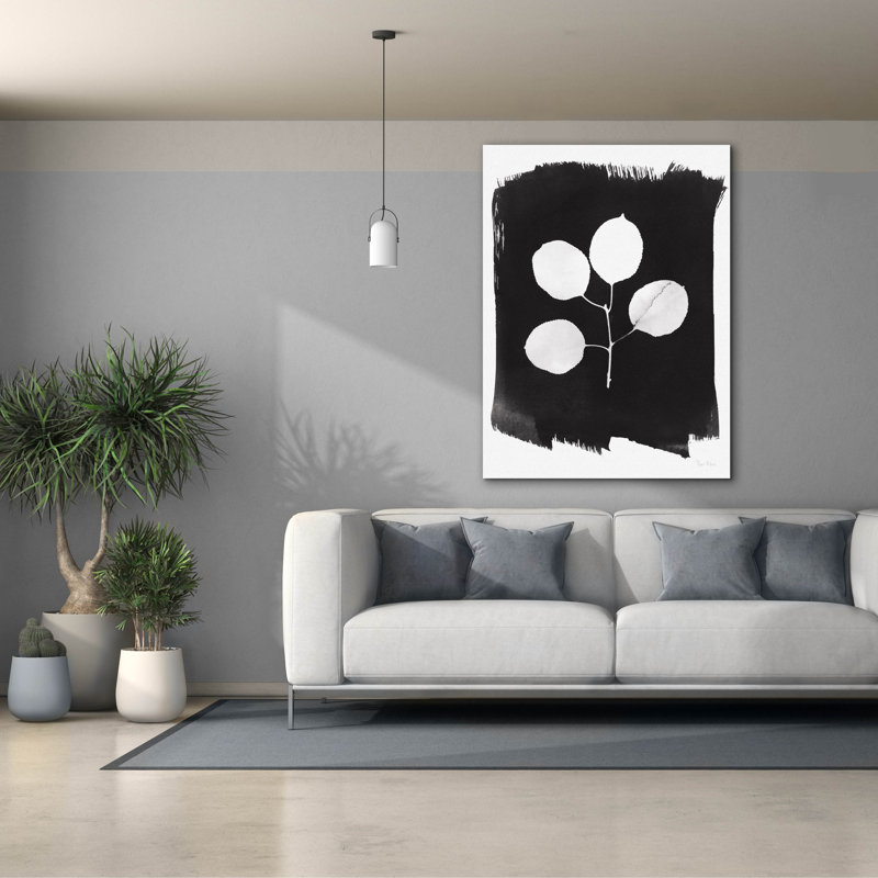 «Epic Graffiti« Nature by the Lake Leaves 2 Black »par Piper Rhue, art mural sur toile, H 54 po x l 40 po x P 1,5 po
