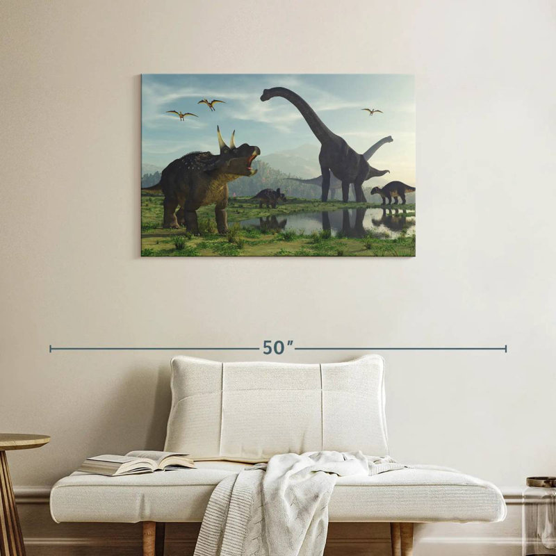 Monde des dinosaures, H 24 po x l 36 po