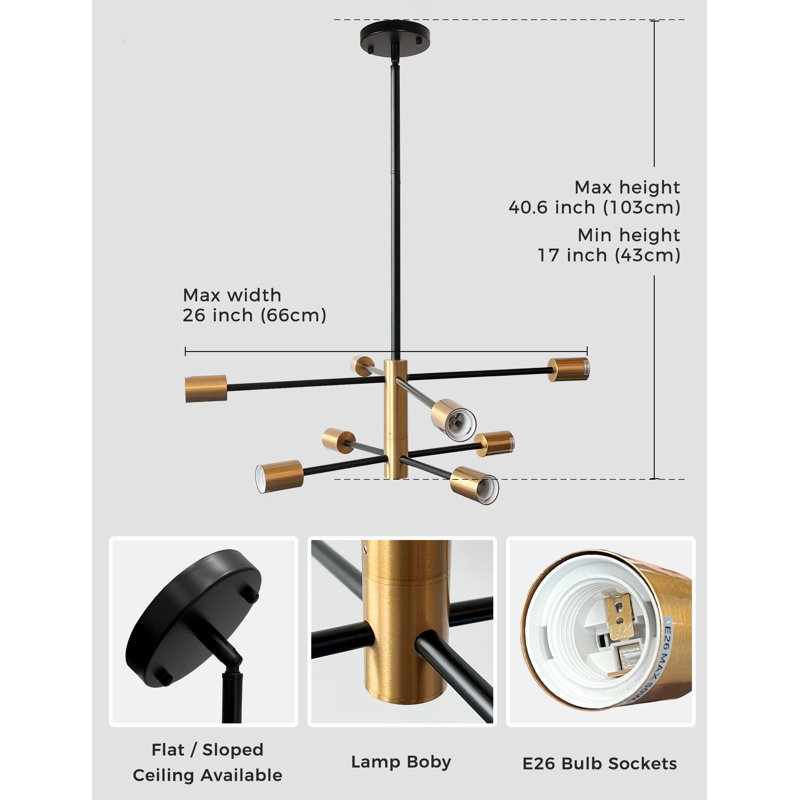 Lustre linéaire moderne Spoutnik à 8 lumières Olaniyan