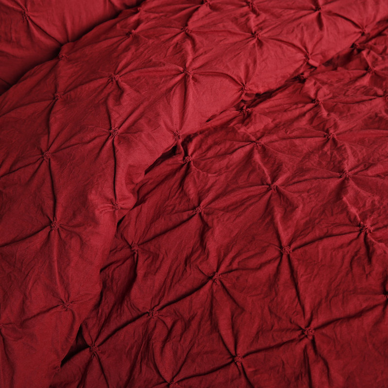 Ravello Microfiber Comforter Set, King Comforter + 2 King Shams + 2 Throw Pillows, Red