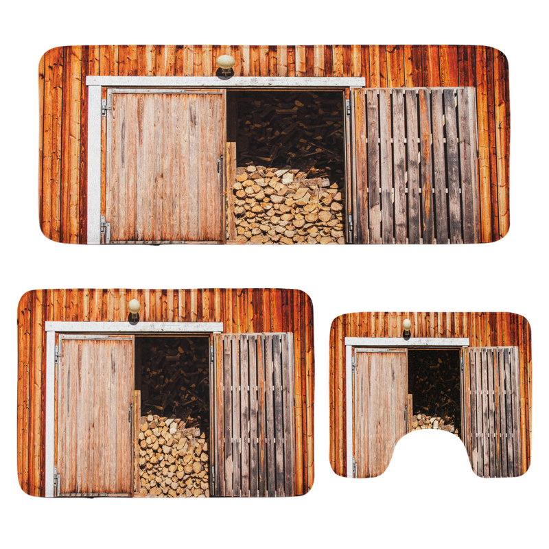  Ensemble de 3 tapis rustiques pour salle de bain Rustic