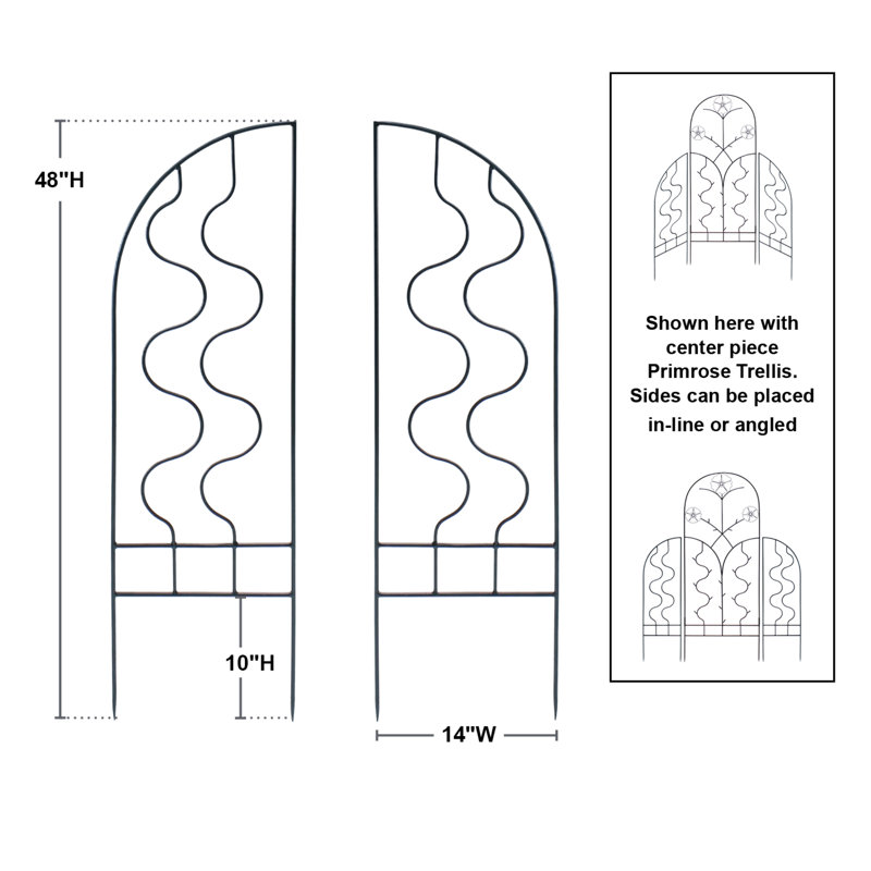 Black Wrought Iron Garden Trellis Side Panels Set