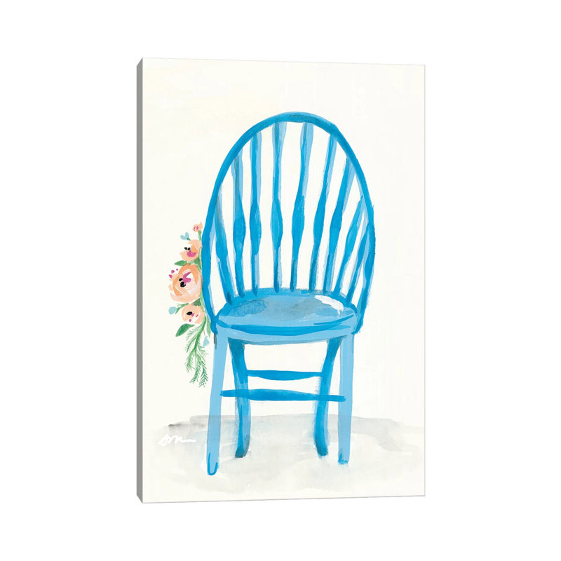 Floral Chair II by Jessica Mingo - Wrapped Canvas Painting, 30.48 cm H x 45.72 cm W