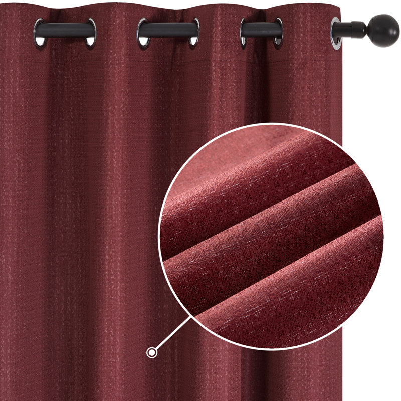 Lompoc 100 Percent Blackout Light Weight Curtain Panels, 52" W x 90" L, Red