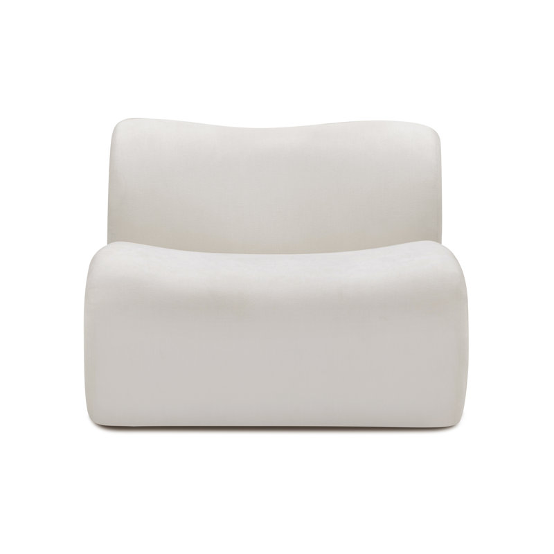 Chaise sans accoudoirs en tissu recyclé crème Chue, Mélange de polyester crème