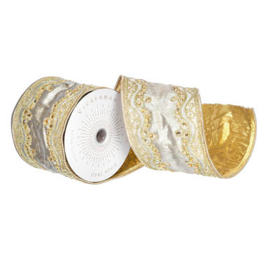4x5yd Jeweled Wired Edge Christmas Ribbon The Twillery Co. Color: Gold