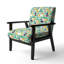 Makayela - Motif géométrique avec feuilles et fleurs - Fauteuil rembourré Mid-Century