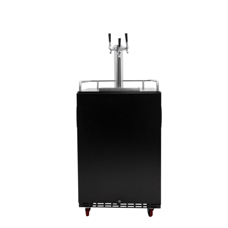 EdgeStar 6.62 cu. ft. Triple Tap Freestanding Kegerator with Door Lock and Adjustable Temperature for Commercial Use, Black
