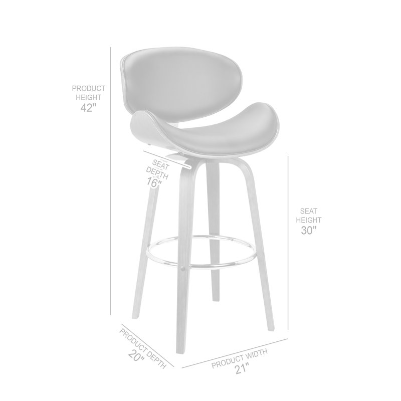 Chagoya Mid-Century Modern Swivel Counter or Bar Height Bar Stool in Faux leather and Wood Finish