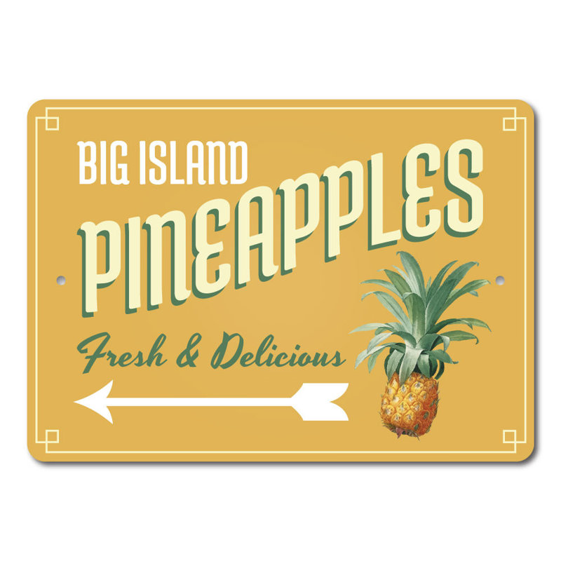 Plaque en aluminium Big Island Pineapples, H 10 po x l 14 po x P 0,04 po