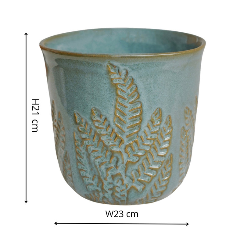 Ceramic Cachepot, Teal