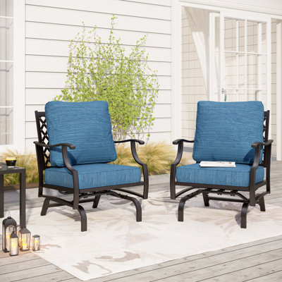 Argirios Rocking Powder Coated Steel Patio Lounge Chairs (Set of 2)