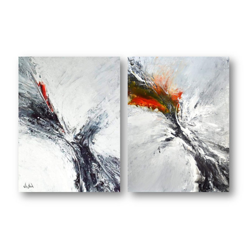 Fireworks Set by John Beard - Artist Enhanced Canvas Print, 20" H x 24" W x 3" D, White Floater Framed