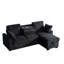 Canapé modulaire à 3 places en chenille gris foncé avec porte-gobelet intégré, dossiers réglables et aménagement modulaire pour un plateau amovible de rangement, design confortable