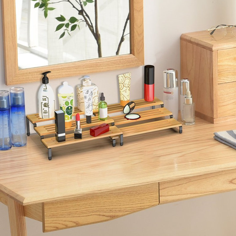 Freestanding Bamboo Spice Rack with Adjustable Racks