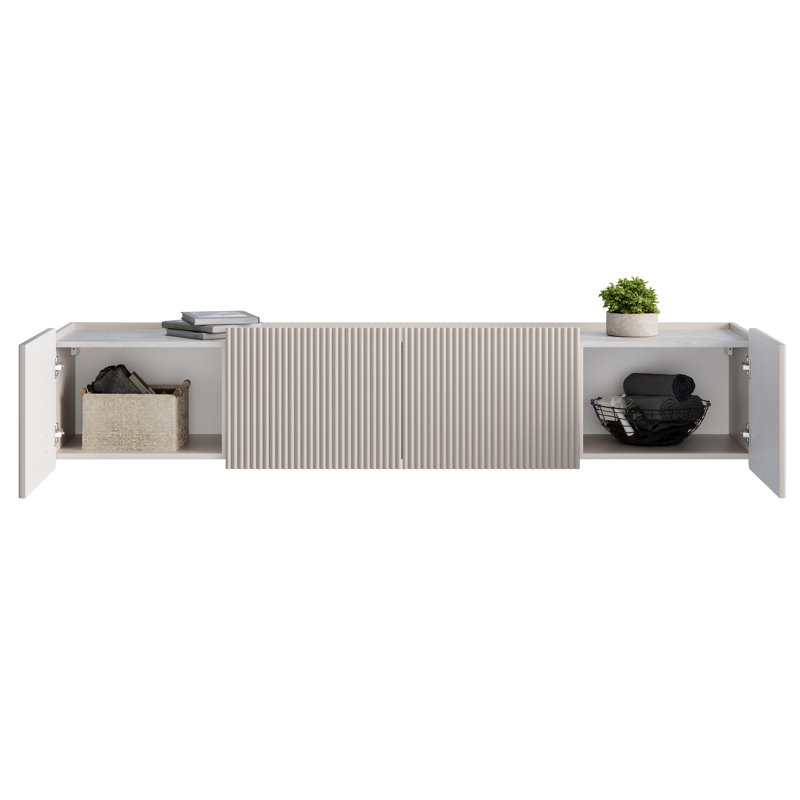 Berthia Unfinished TV Stand for TVs up to 55", Cashmere/Black