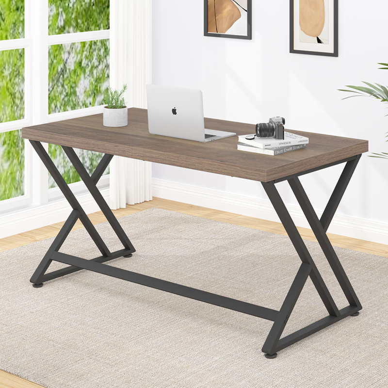 Kelleia Writing Desk, Rustic Oak/Black, 30.1" H x 60" W x 23.6" D