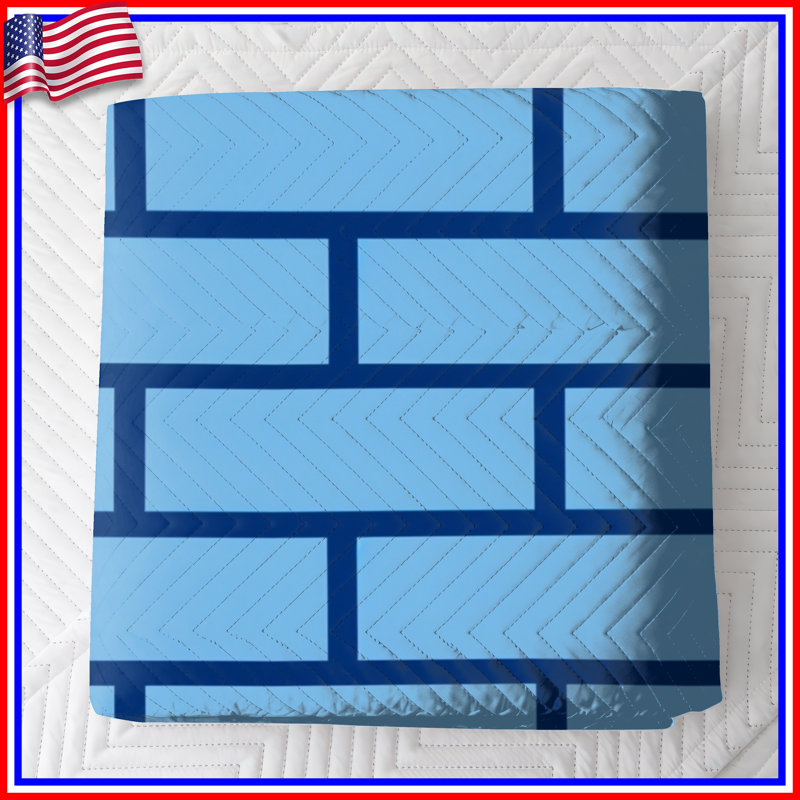 Blue Brick Wall Quilted Bedspread All Sizes, Twin