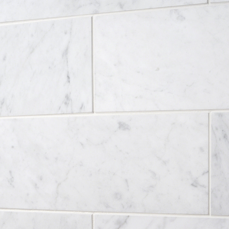 Carreau de plancher et de métro style carreauté en marbre 4 po x 12 po Carrara