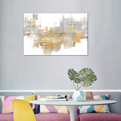 Dynamic Gold On Grey II by Alex Wise - Wrapped Canvas Print