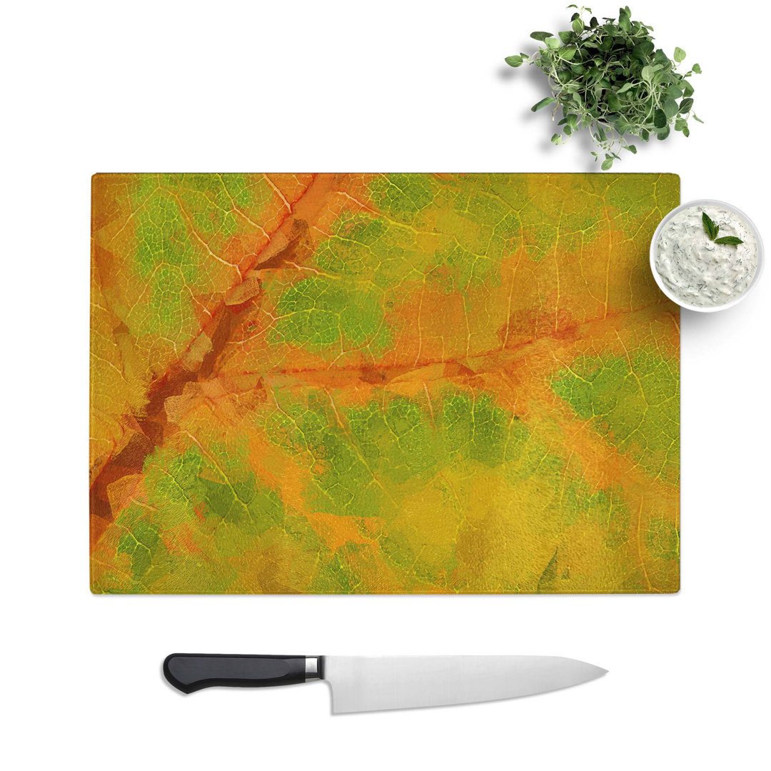 Glass Map of A Leaf in Abstract Chopping Board