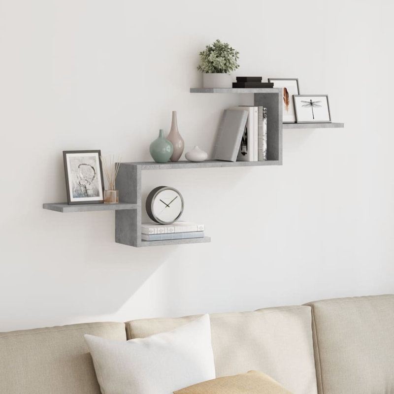 Rhien Floating Shelf, 49cm H x 104cm W x 15cm, Concrete Grey