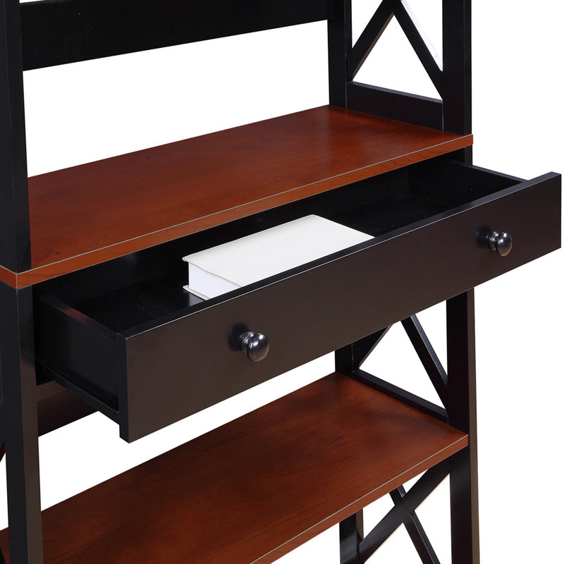 Oakden Etagere Storage Bookcase with Drawer, Cherry/Black