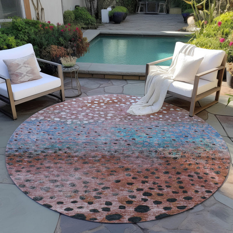 Tapis intérieur / extérieur lavable orange Nuvane , 2'3" x 7'6"