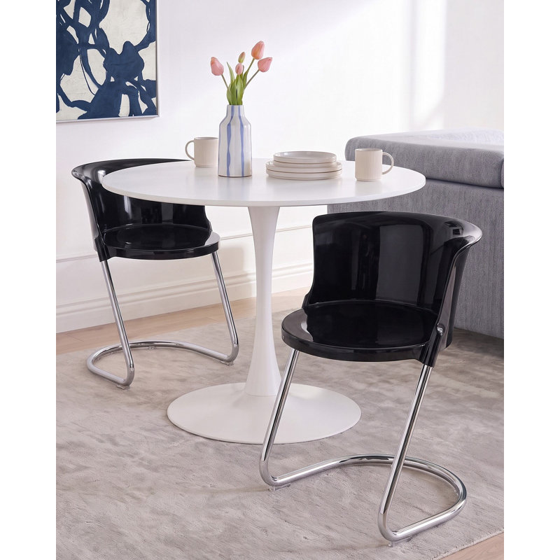 43 cm H Cantilever Chair, Black, Black