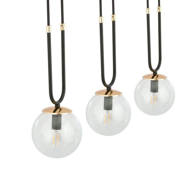 Normandin 3 - Light Kitchen Island Pendant, Transparent, Black