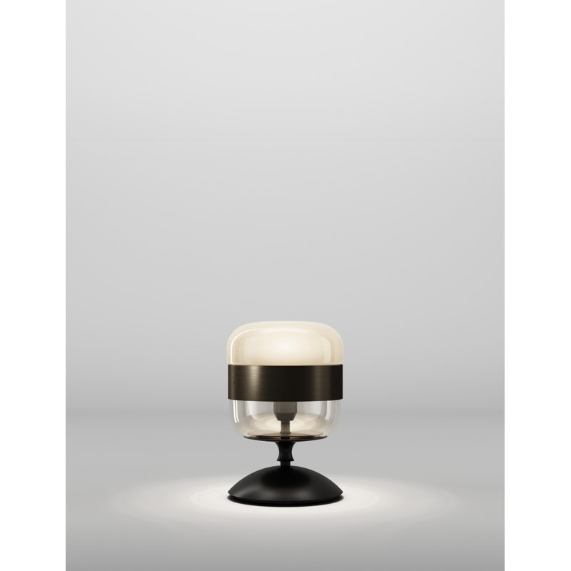 Futura Table Lamp, 11" H x 8" W x 8" D, Amber Brass