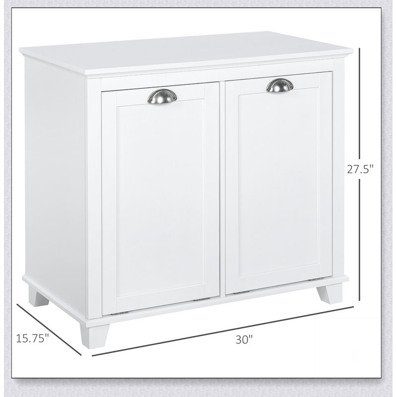 Tilt-Out Laundry Sorter Bathroom Cabinet, White