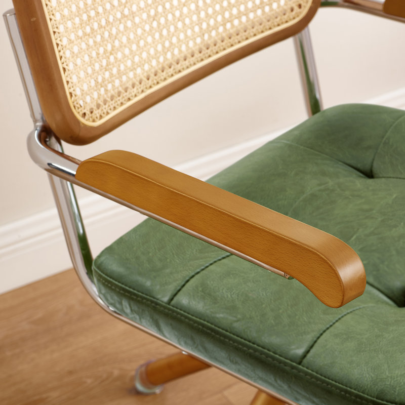 Fauteuil de bureau en cuir Bonneau, Vert profond