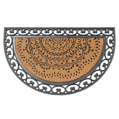 Grand tapis de porte en fibre de coco et en caoutchouc antidérapant Fiora 48 po x 30 po, paillassons épais et durables pour entrée de porte