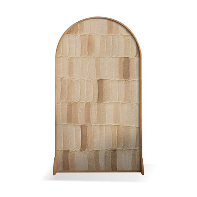 1 Panel Beige-white + Light-brown + Burlywood Georgette + Solid Wood Single Panel Room Divider