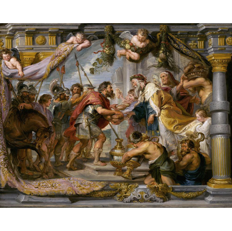 «The Meeting of Abraham and Melchizedek» par Peter Paul Rubens - Art mural sur toile tendue avec châssis, H 24 po x l 17 po