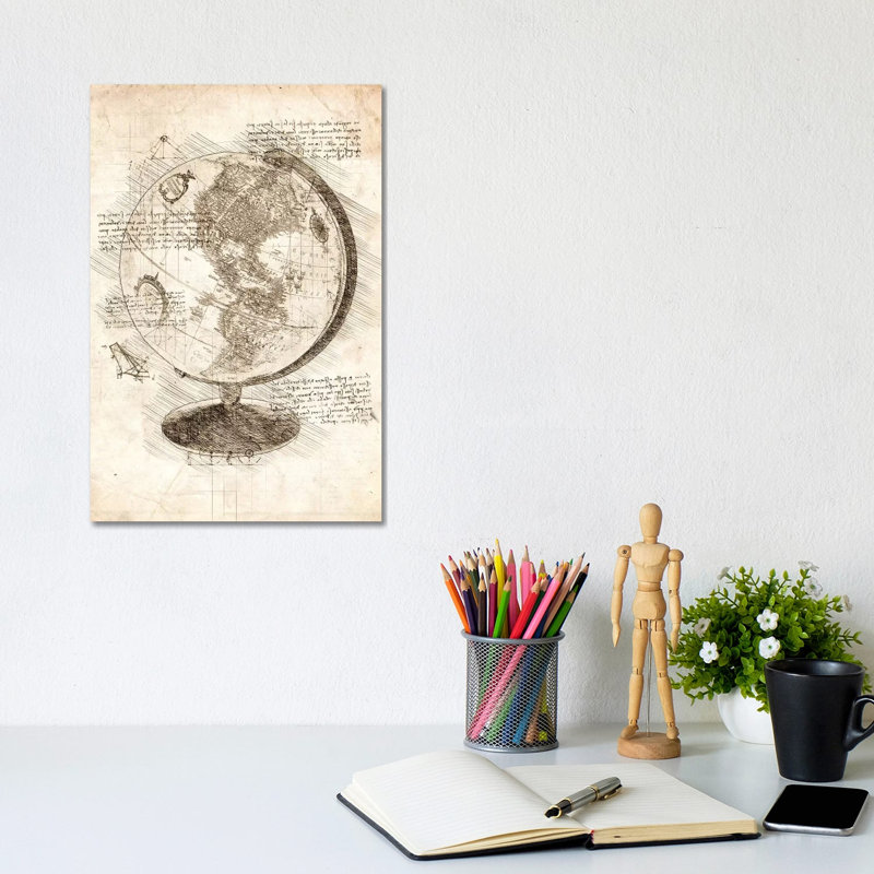 «World Globe» par Cornélin, impression sur toile tendue, H 12 po x l 8 po x P 0,75 po