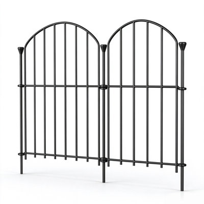 Decorative No-Dig Decorative Garden Fence 21ft L x 17in H Black Metal Stake-In Animal Barrier for Dogs Rabbits 20(-Pack)