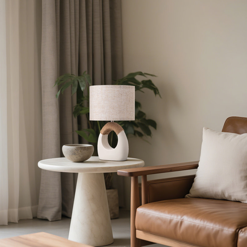 14.4" Rope-Woven Resin Table Lamp Set For Living Room,Bedroom,Bedside Lamp