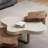 Maville 3 Piece Modern Cloud-Shaped Irregular Wood Nesting Coffee Table Set, Mid-Century Living Room Center Table in Creamy White and Walnut for Living Room Lounge Office
