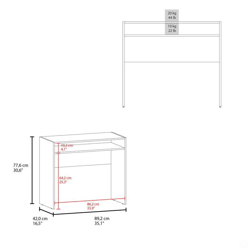 Bureau avec rangement, Noir