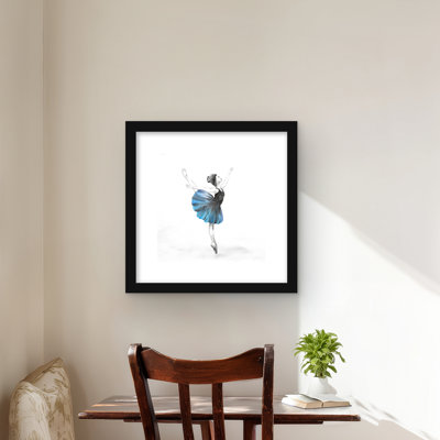 Petite ballerine bleue - Reproduction matte encadrée blanche pour la décoration