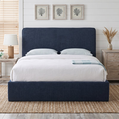 King Hydraulic Lift Up Storage Upholstered Platform Bed With Curved Headboard, No Box Spring Needed, Cream