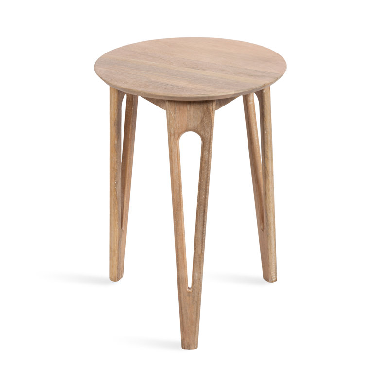 Wooden Living Room Round Side Table, Tan